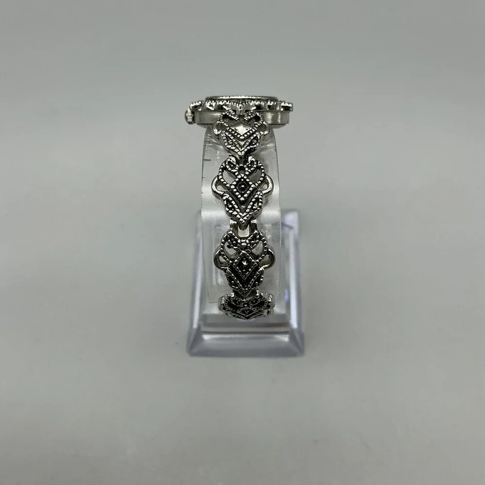 Decade 23785 Womens Dress Watch 23mm MOP Silver Tone Marcasite New Battery 7